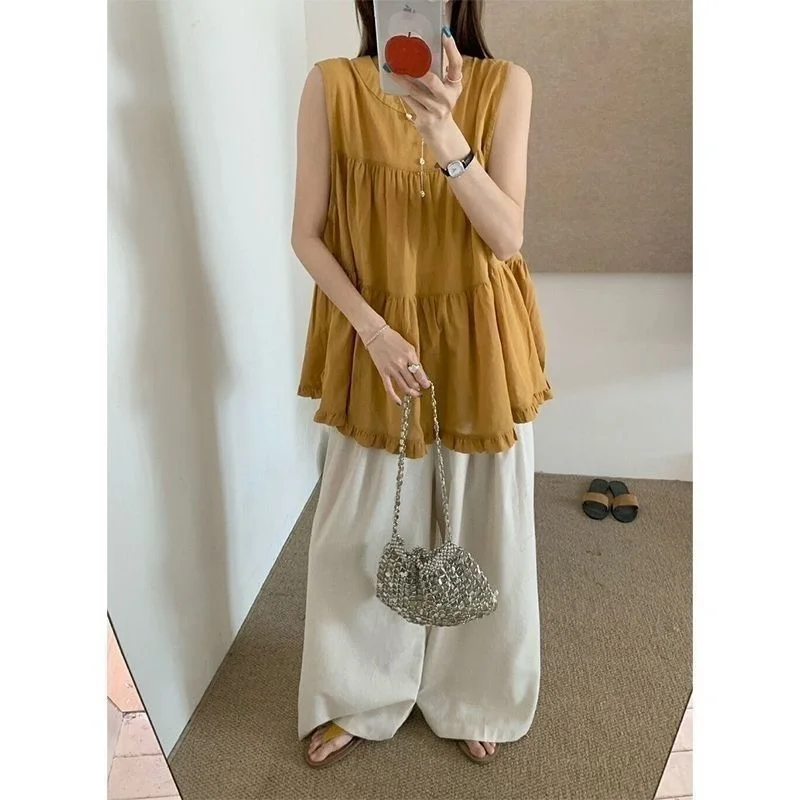 

Летний новый модный корейский женский жилет Svel, свободный, удобный, повседневный, для похудения, деревянный дизайн, дышащий