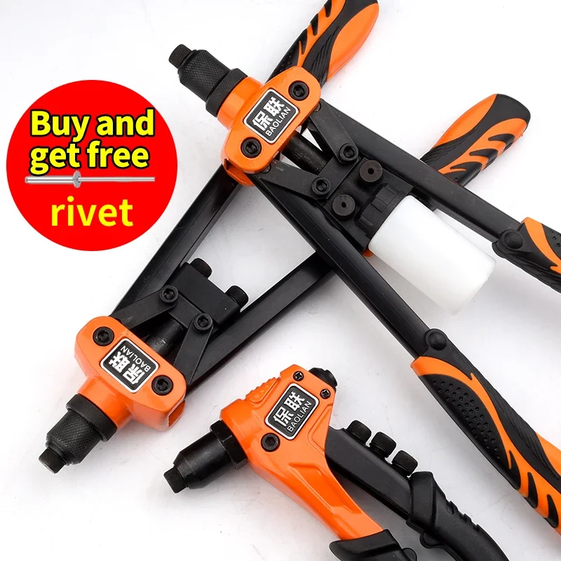 50 Stuks Klinknagel Moer En Hand Klinkhamer Set Professionele Handmatige Klinknagel Pistool Gereedschap Voor Thuis Reparatie Dubbel Inzetstuk