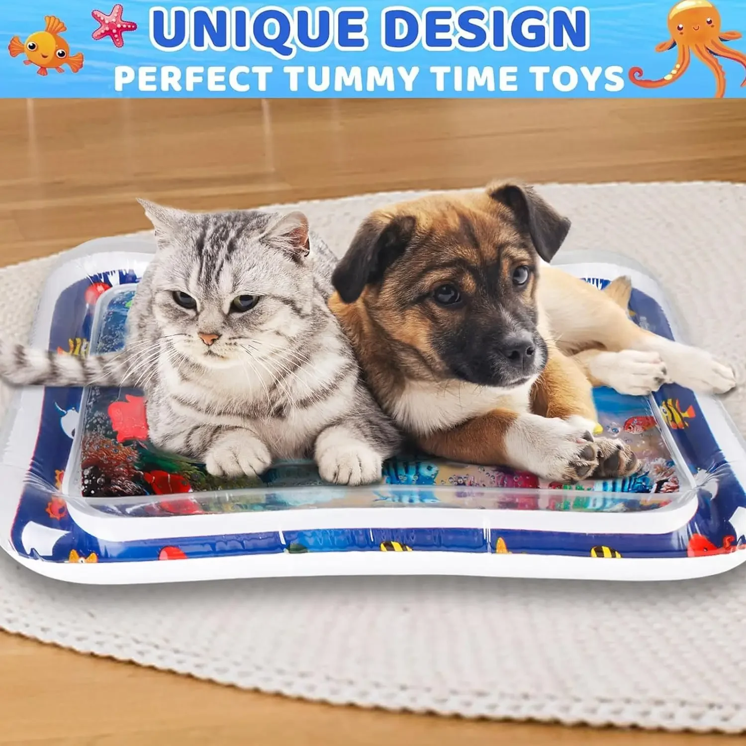 1-10PCS Pet Water Play Mat Cat Water Sensory Play Mat Baby Water Absorbent Play Mat Swimming Ring Crawling Mat Thickened Cat Toy