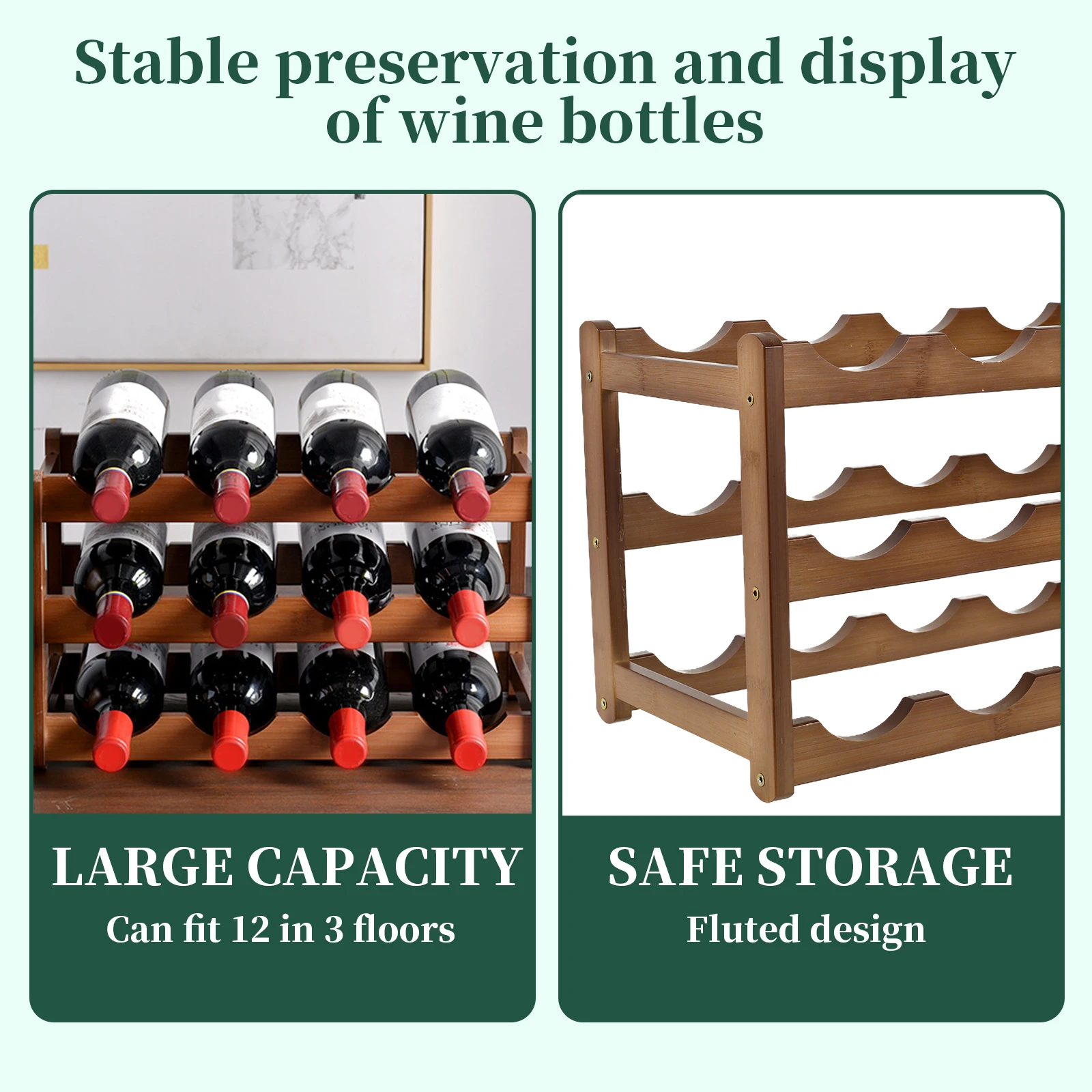 Wine Rack Wooden WineBottle Display Cabinet Holders Shelf Wine Showcases Countertop Wine Storage Rack Cellar Bar Accessories