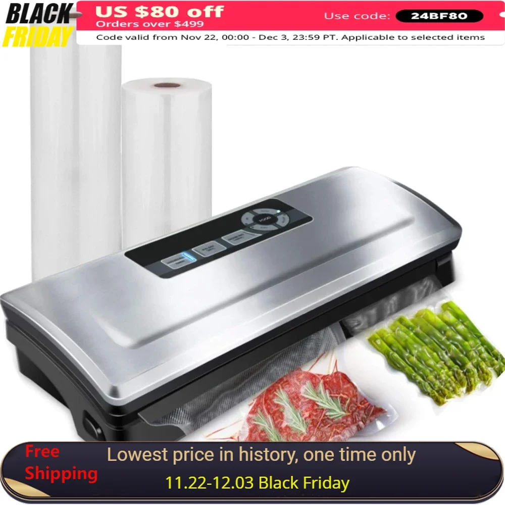 Vacuum Sealer Machine, 8-in-1 Easy Presets & 4 Food Modes with Starter Kit, Compact Vacuum Food Sealers