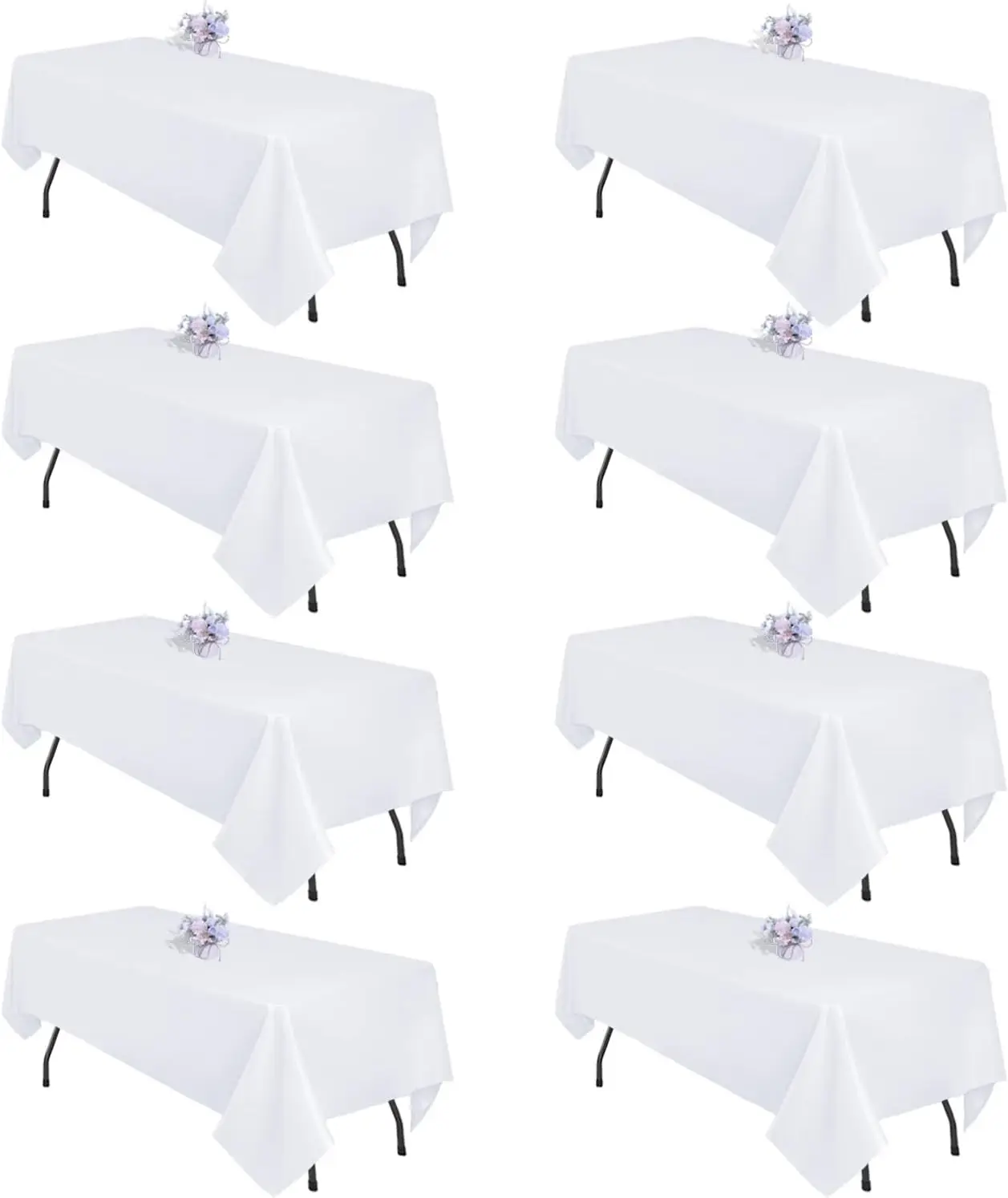 

Набор из 8 белых скатертей 60x102 дюйма для прямоугольных столов длиной 6 футов, устойчивых к сминанию, моющихся, из полиэстера