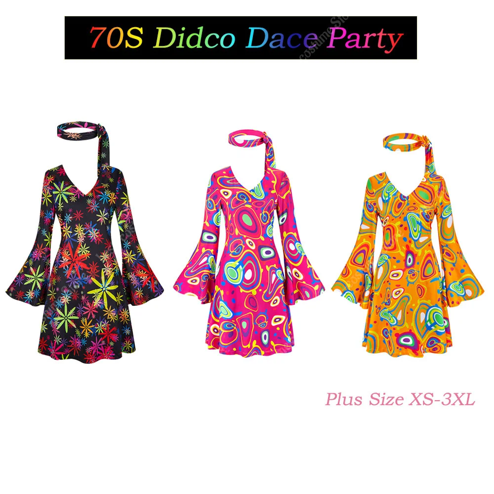 70s Disco Dresses for Women Colorful Print Disco Outfits Halloween Hippie Costume Women Party Dress Plus Size XS-3XL - AliExpress 200000532 70s Disco Dresses for Women Colorful Print Disco Outfits Halloween Hippie Costume Women Party Dress Plus Size XS-3XL - AliExpress 200000532