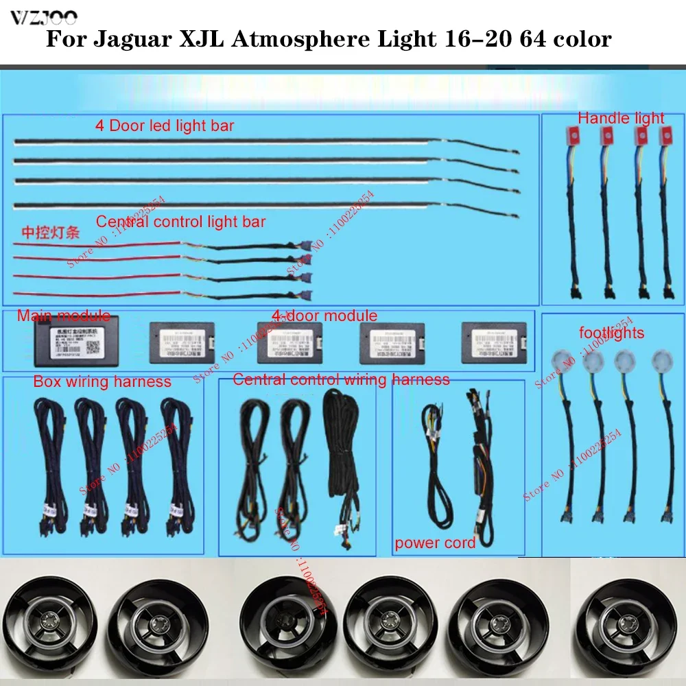 

Car Interior Lighting For Jaguar XJL /JL 10/64 color LED Ambient light lamp Auto front rear vent Ambient light