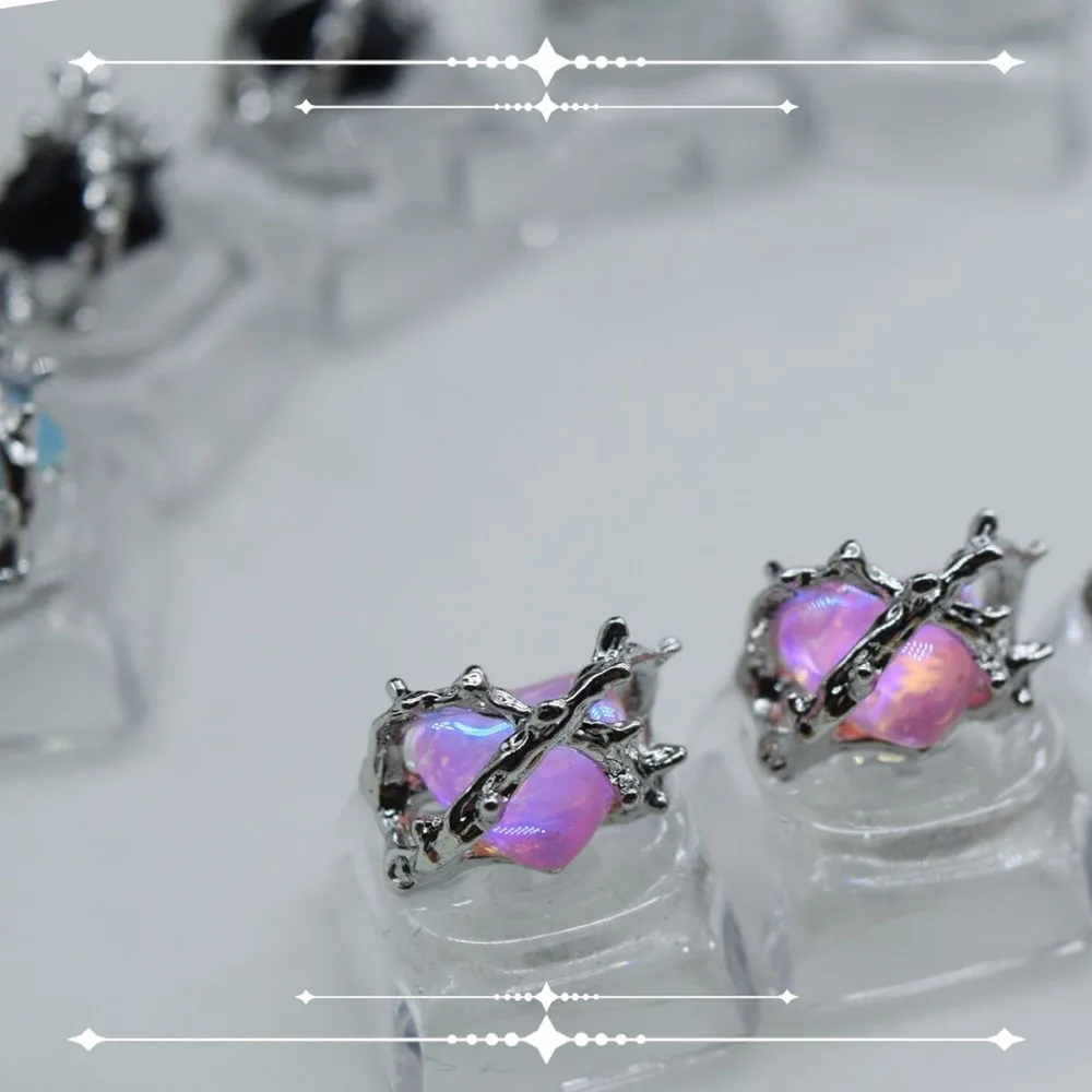 Colorful Gem Metal ESC Decorative Keycap Gothic Thorn Heart Handmade Keycap Gaming Accessory Gift for Mechanical Keyboard