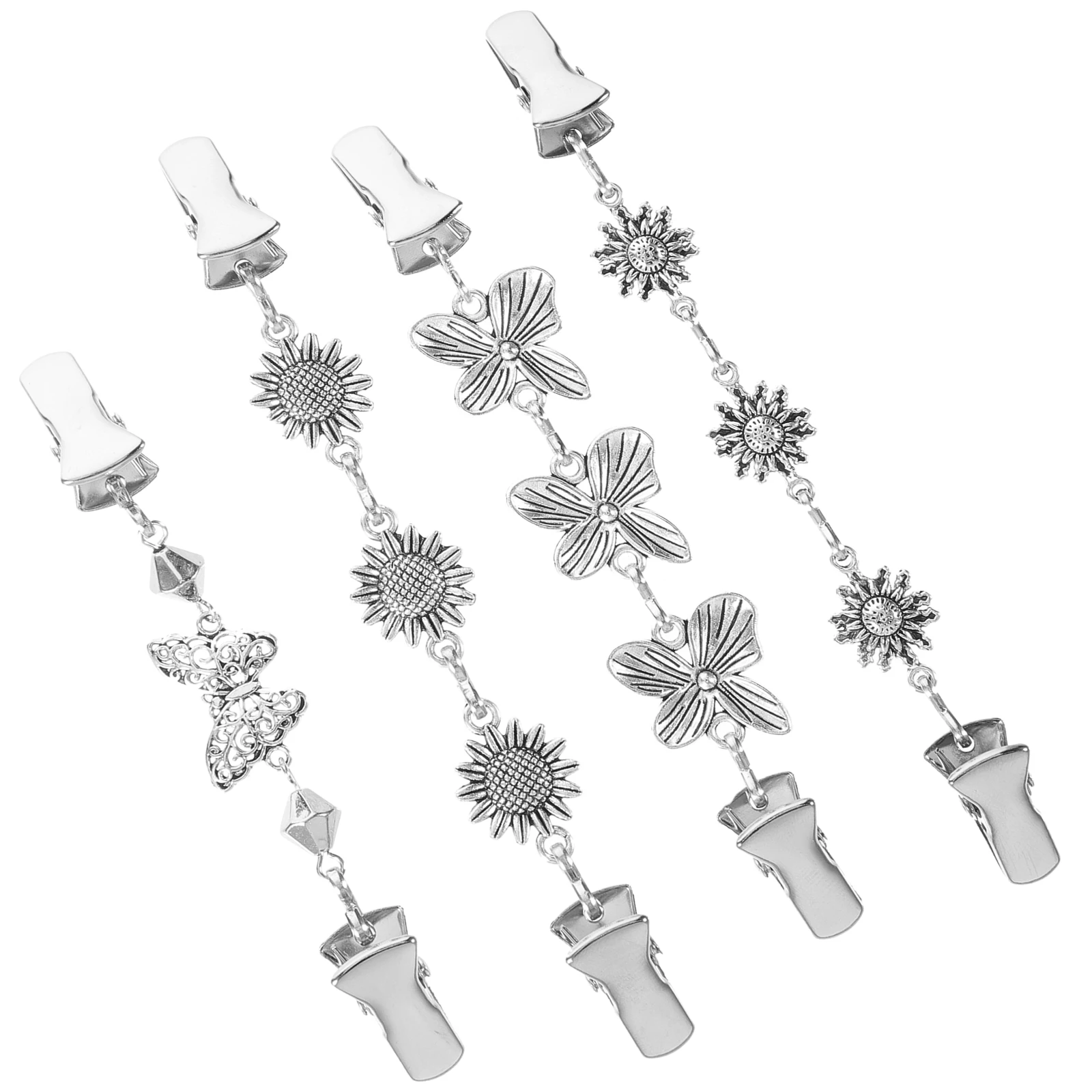 

4 Pcs Brooch Scarf Buckle All-match Cardigan Clips Clothing Cinch Cloak Lapel Dress Alloy Fashion