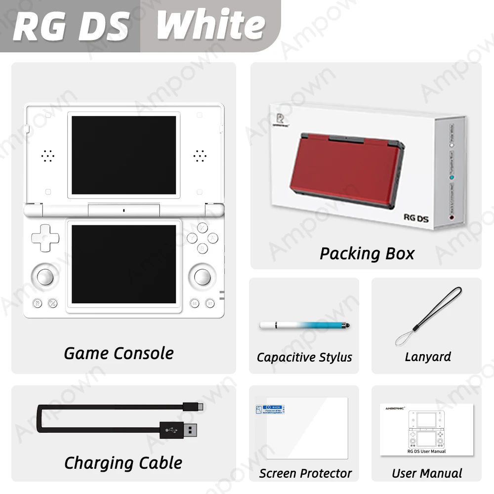 ANBERNIC RG DS Android Handheld Game Console Retro Game Player Dubbele 4 inch IPS OCA Touchscreens 640x480 RK3568 3GB RAM 32GB Android14 Clamshell Hall Magnetische Slaapschakelaar 4000mAh WiFi