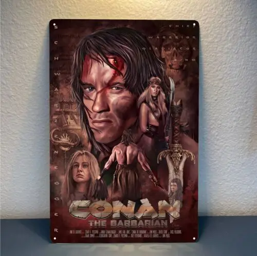 Conan The Barbarian Arnold Schwarzenegger Movie Metal Poster Tin Sign   -aluminum