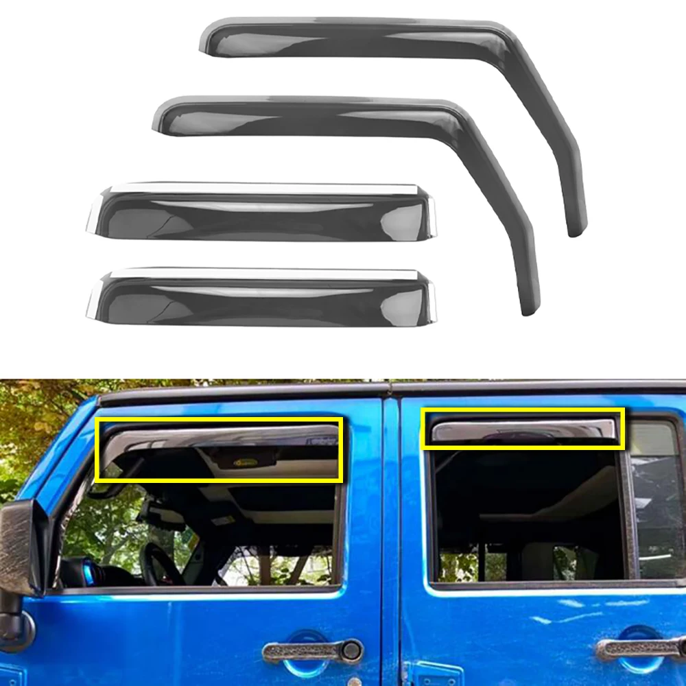 

Lantsun J360 Canopy Side Window Visor Weathershield Wind Rain Guard Visor for Jeep for Wrangler JK07--17