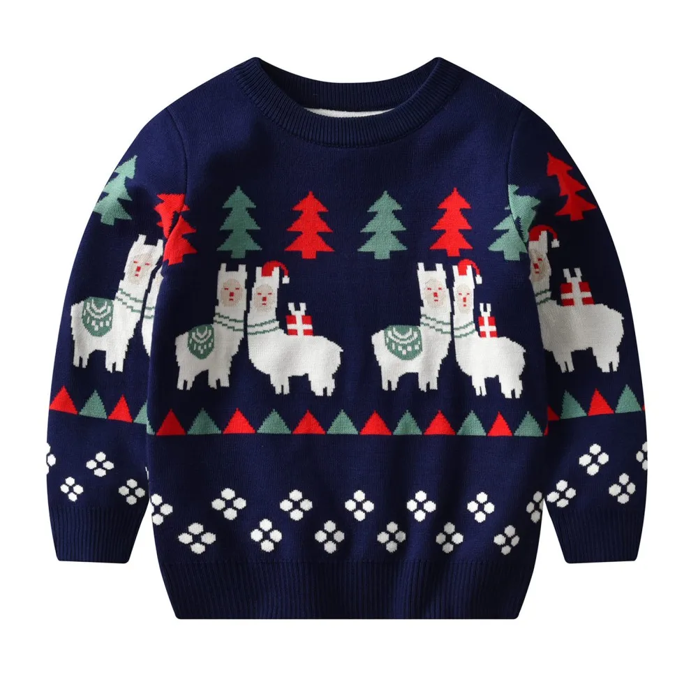 Christmas Kids Sweater Casual Baby Warm Elk Printed Knitted Girls Sweater Boys Girls Xmas Tree Pullovers Clothes