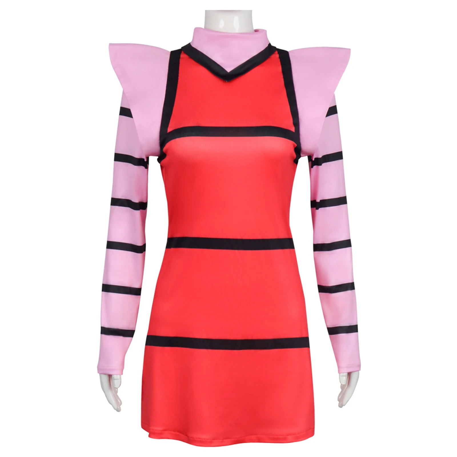 

ZIM Cosplay Costume Alien Pink Striped Dress for Men Women Halloween Carnival Party Uniform Set