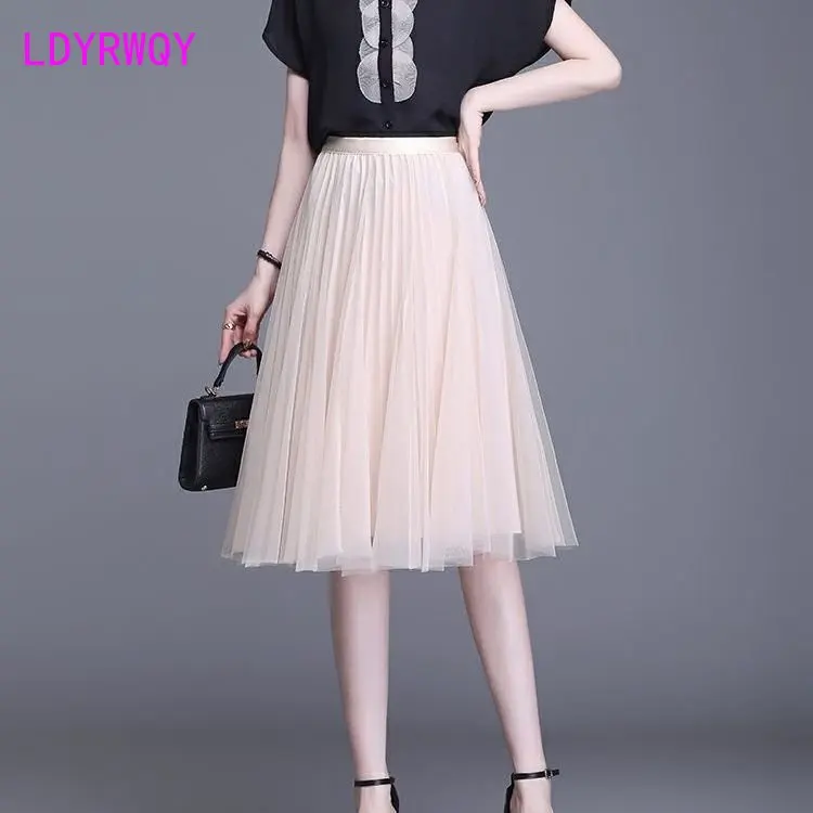 2023 Four Seasons New Half length Skirt Slim Large Swing Skirt A-line Yarn Skirt Small Man