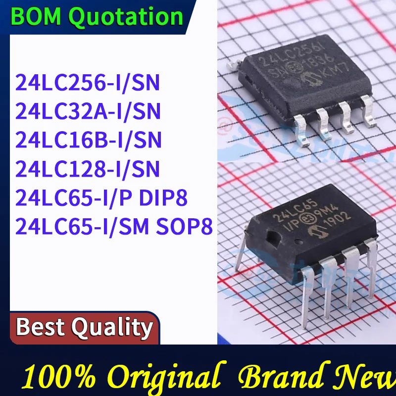 24LC256-I/SN 24LC32A-I/SN 24LC16B-I/SN 24LC128-I/SN 24LC65-I/P 24LC65-I/SM   In stock