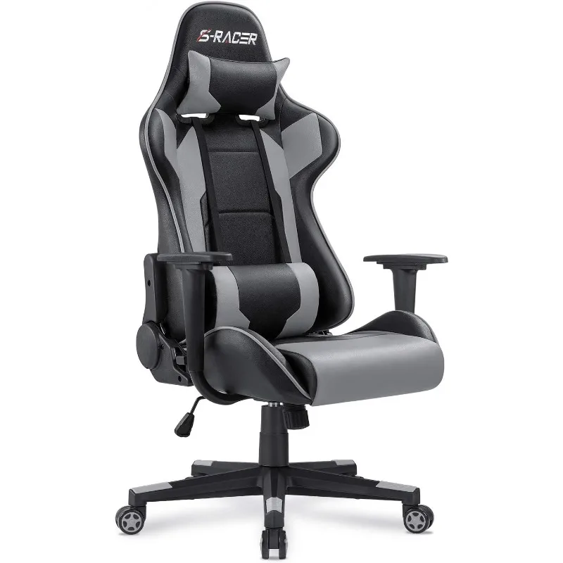 Gaming Chair, Office Chair High Back Computer Chair Leather Office Chair (Gray)