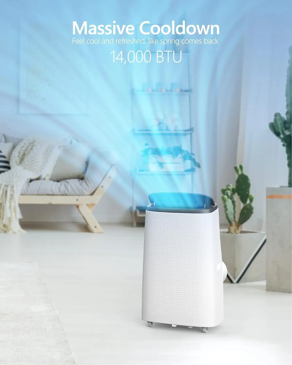 14,000Btus Draagbare Airconditioner, A/C Geluidsarm 50db Bevat Afstandsbediening, Herbruikbare Filter En Raamkits