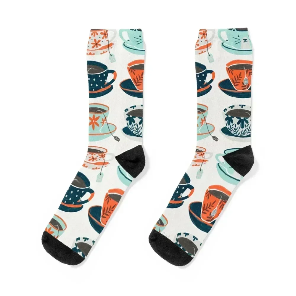 Носки Tea Time – коралловые и бирюзовые носки, антикидовые футбольные носки для мужчин и женщин