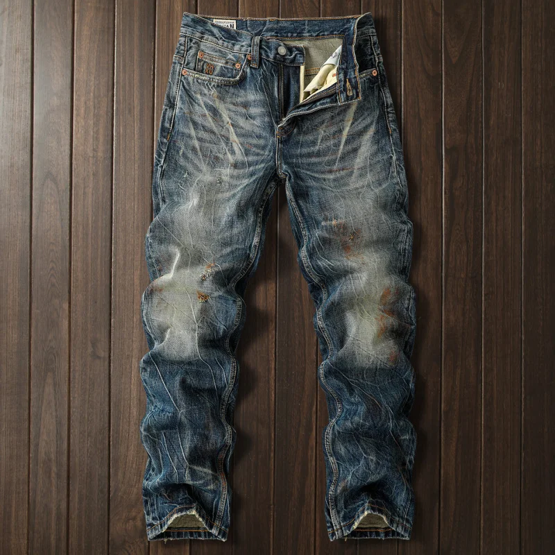 

Новые мужские джинсы 2026 года: винтажные, трендовые, в стиле ретро, с эффектом сильных потертостей, высококачественные, выстиранные, ностальгические, длинные брюки