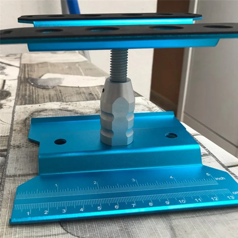 2 セット金属 RC カーワークステーションワークスタンド修理 360 度回転 1/8 1/10 1/12 1/16 スケールモデル用、ブルー & レッド-AA02