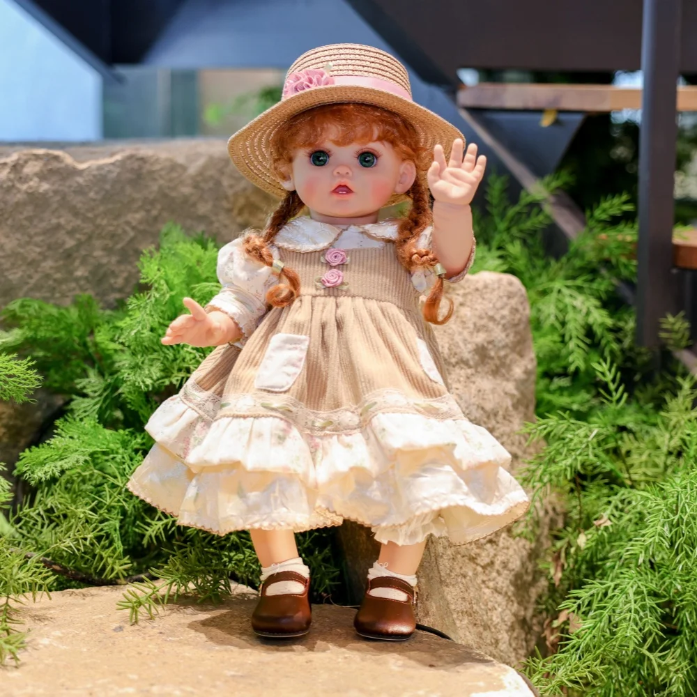 

Cloveray 18-дюймовая виниловая реалистичная кукла реборн всего тела, милая виниловая кукла в деревенском стиле, высококачественная игрушка ручной работы, детский рождественский подарок