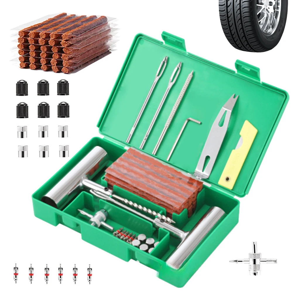 Auto Tire Repair Set Puncture Repair Tools Car Van Motorcycle Bike Emergency Heavy Duty Tubeless Tire Repair Kit Rivet Tool Set