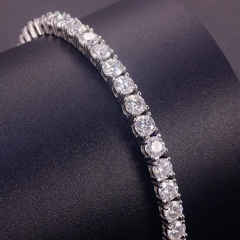 Fashion H ip Hop GRA 4mm VVS Moissanite Diamond Tennis Bracelet Womens 925 Sterling Silver Lab Grown Moissanite Tennis Bracelet