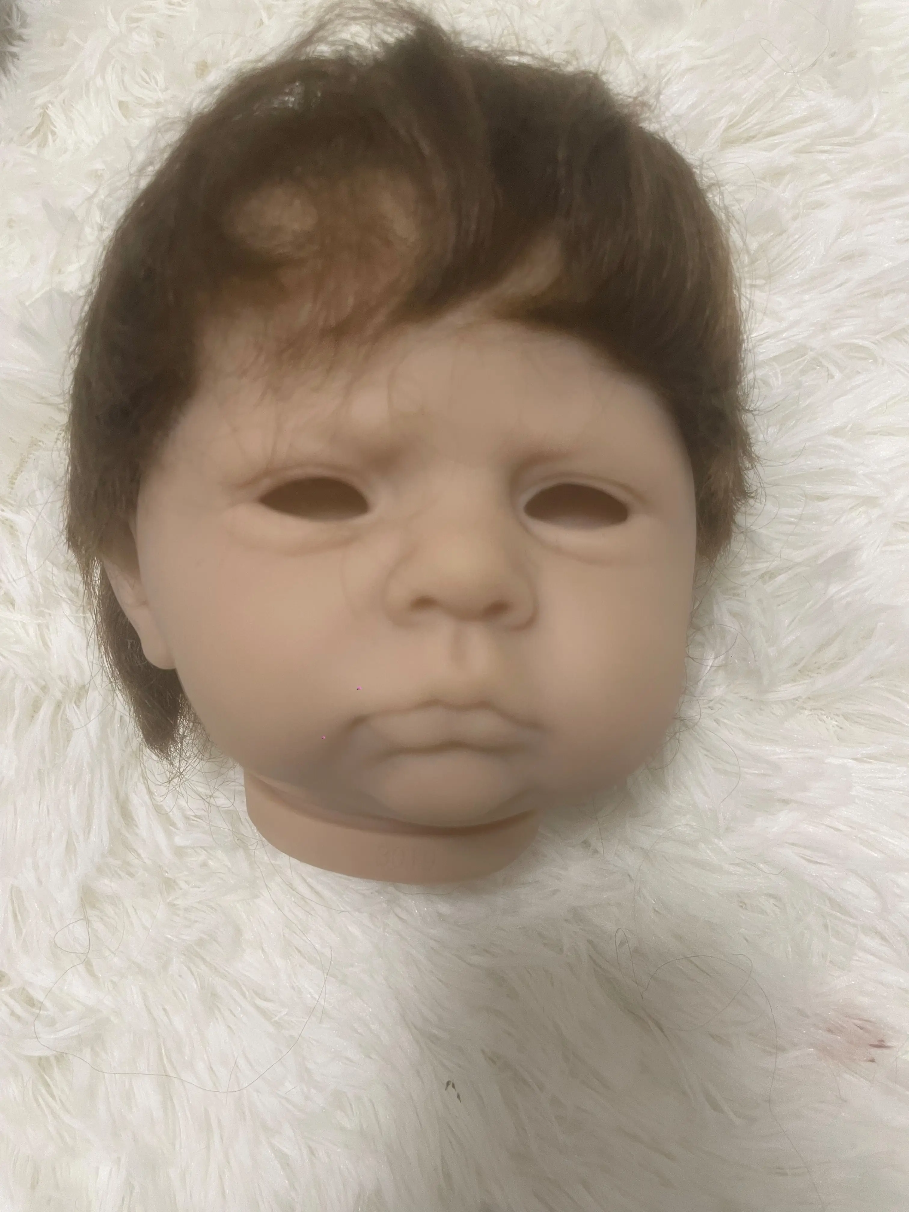 

Clearance 23‘’ Reborn Baby Cameron With Hand-Rooted Hair by Artist Unapinted Head Only DIY Part