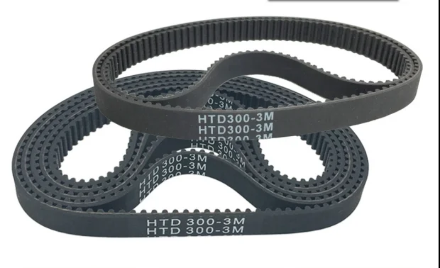 1PCS HTD3M-300/306/309/336/339/342/345/360/363/366/369 Rubber Timing Belt Black 3mm Pitch  8mm/10mm/15mm/20mm width