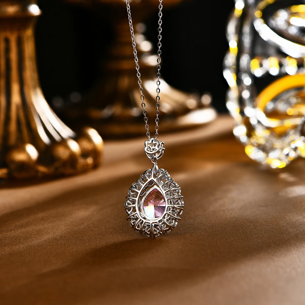 ATTAGEMS 2024 Luxury Marquise Cut 4*2 925 Sterling Silver Cubic Circonia Necklace for Women With Certificed Wedding Jewelry Gift