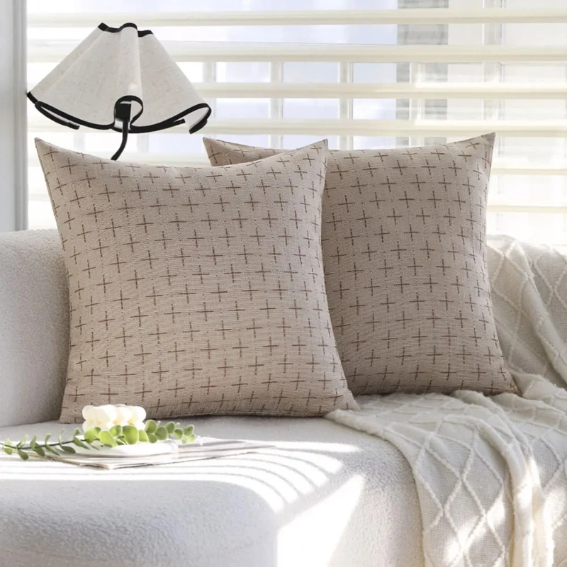 

2 Pcs Ins Style Linen Pillow Covers 18x18inch Thick Breathable 4 Colors Available Pillowcases for Living Room Sofa Bedroom Decor
