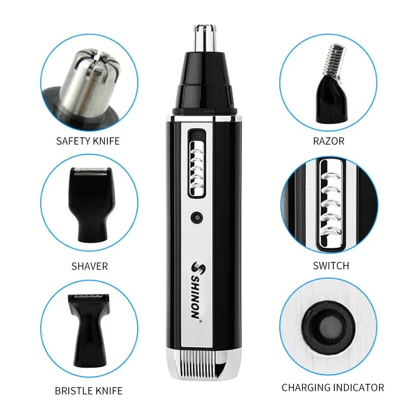 RESUXI-Aparador elétrico do cabelo do nariz, barba impermeável remoção Shaver, removedor de cabelo unisex, 4 em 1, A-2051