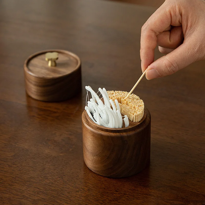 

High-end, Retro and Exquisite Solid Wood Dental Floss Box for Home Use Simple and New Style Dental Pick Holder Toothpick Boxes