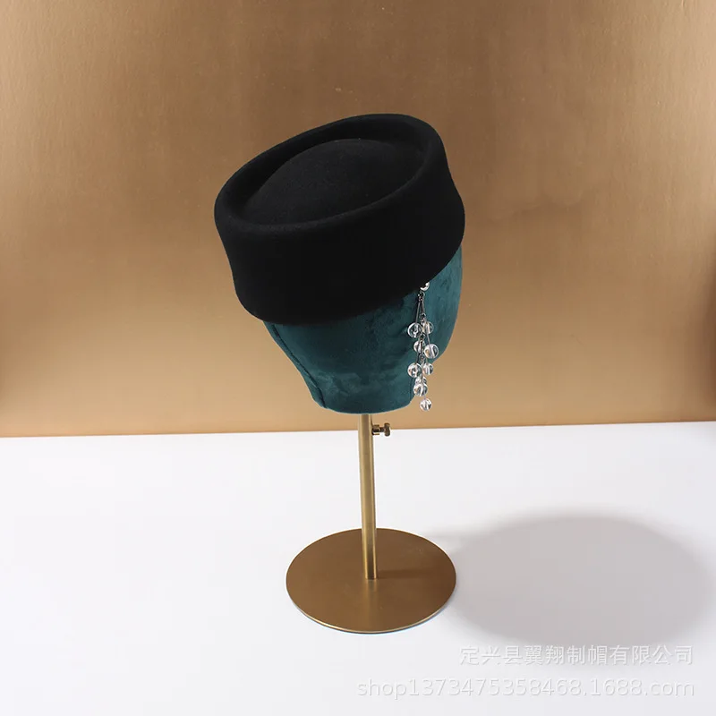 Herbst und Winter Hohe Qualität Wolle Baskenmütze Britischen Retro Pillbox Hut Frauen Französisch Elegante Fedoras Sailor Hut Kapitän Kappe Damen – Detail 8