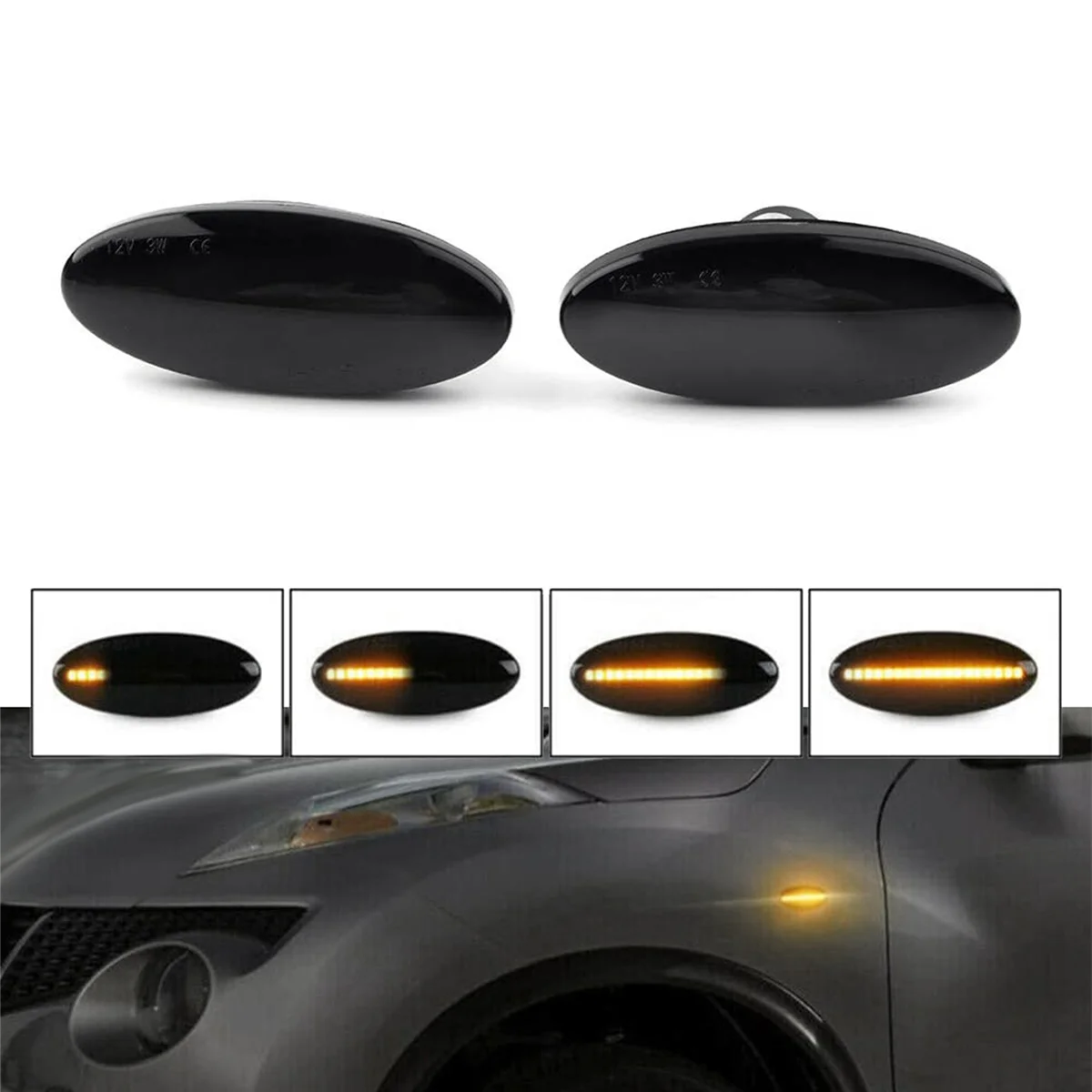 4x Car Dynamic LED Fender Side Marker Turn Signal Lights for Nissan Qashqai Dualis Juke Micra March Micra X-Trail image 4