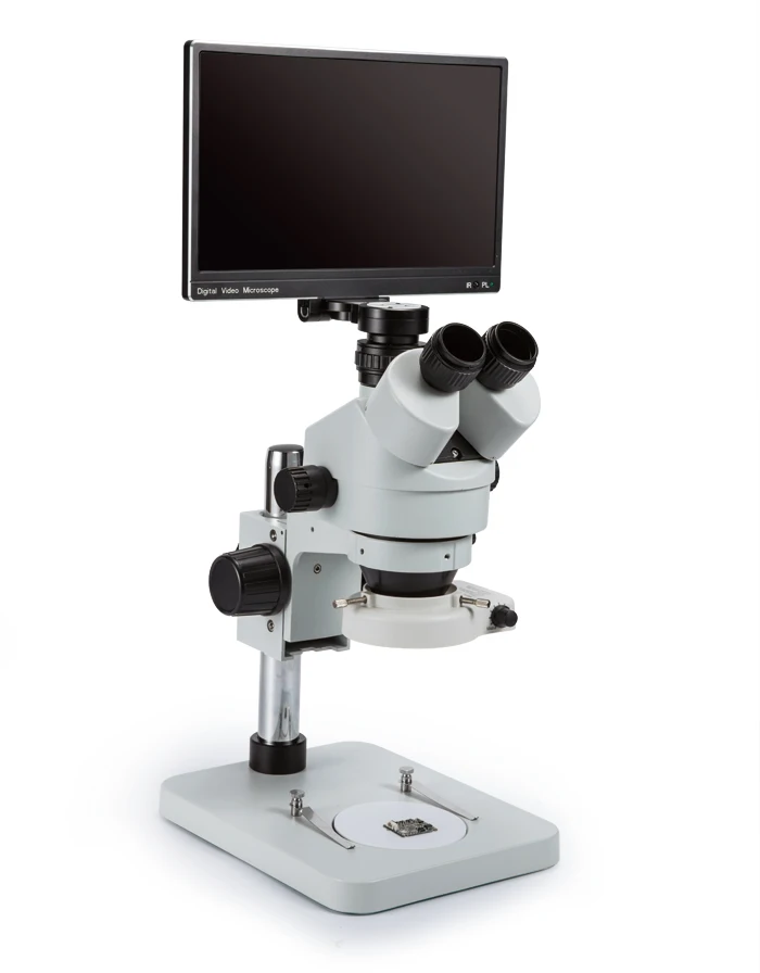 JT-SW1000 Trinocular Stereo Microscope Phone Repair 0.7-4.5X Synchronous Zoom Industrial Microscope With Big Base