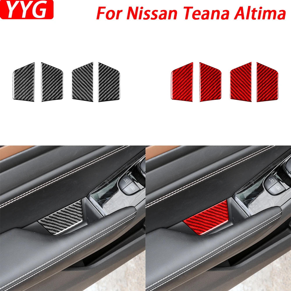 

For Nissan Teana Altima 2019-2024 Carbon Fiber Door Armrest Storage Panel Trim Cover Car Interior Decoration Accessories Sticker