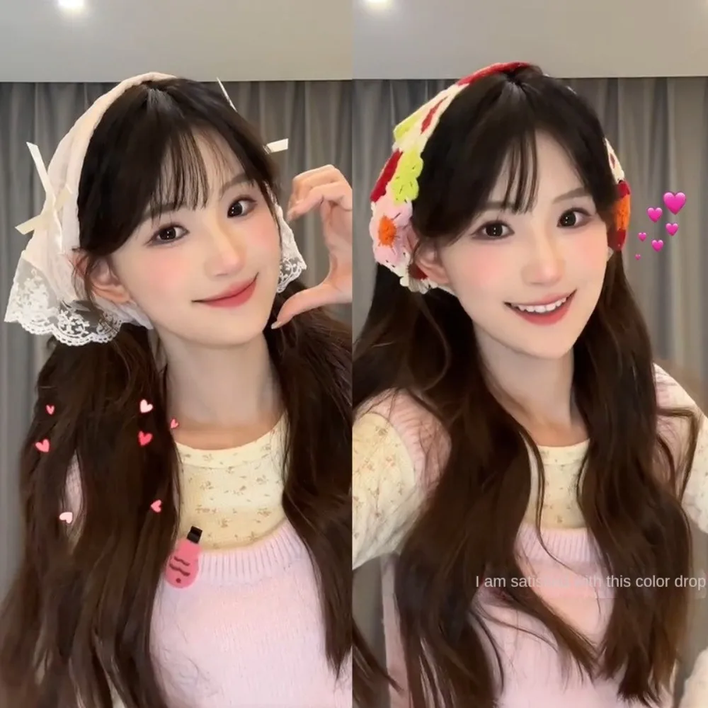 

High Quality Pastoral Style Triangle Headscarf Polyester Cotton Headband Hair Bands Decoration Ties Gift
