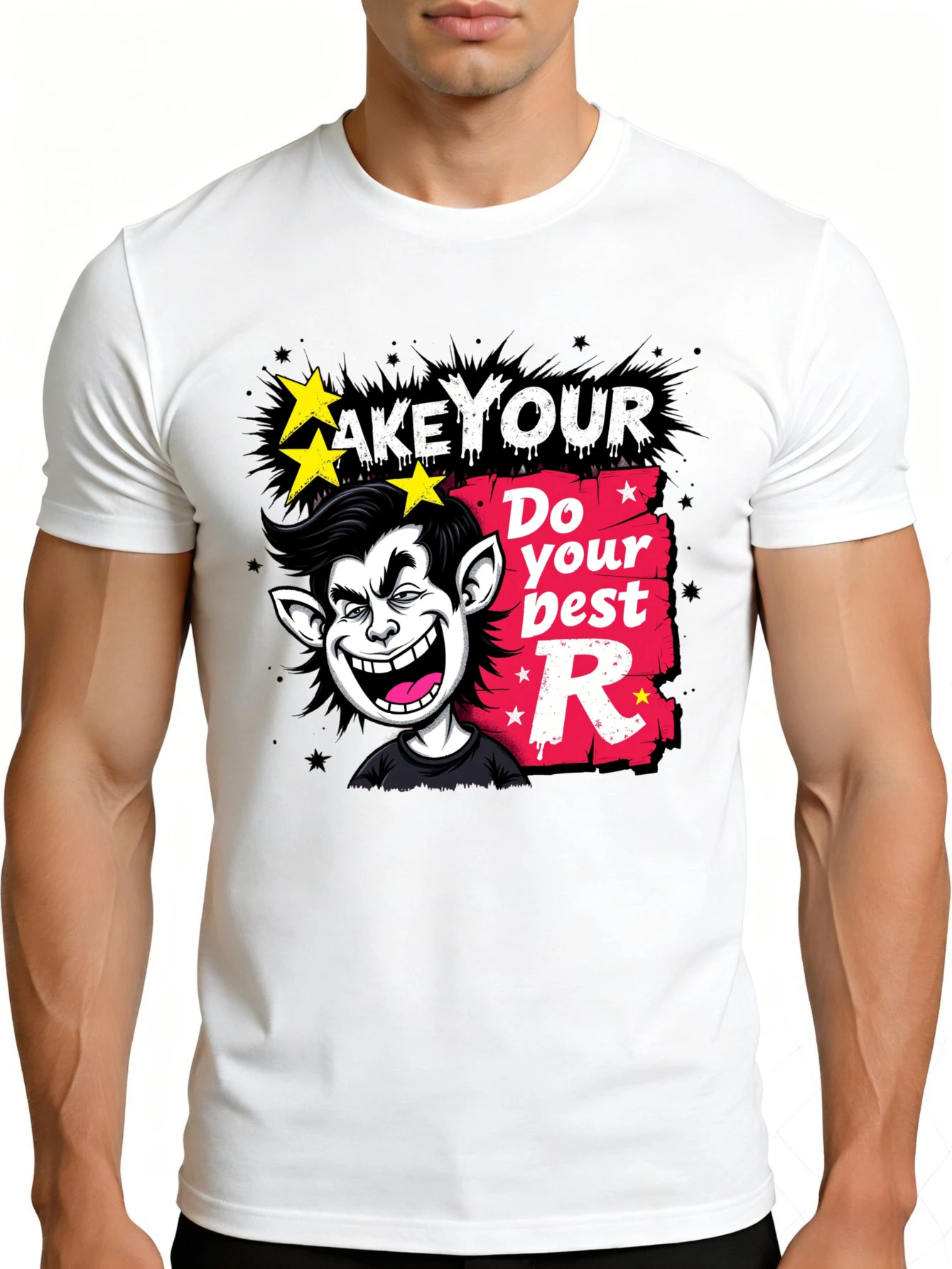 Men's Graphic T-Shirt - Breathable, Soft, Lightweight - Lets You Show Your Best Self - Vintage Fun Graphic Casual Short Sleeve Summer Top, Gift for Him