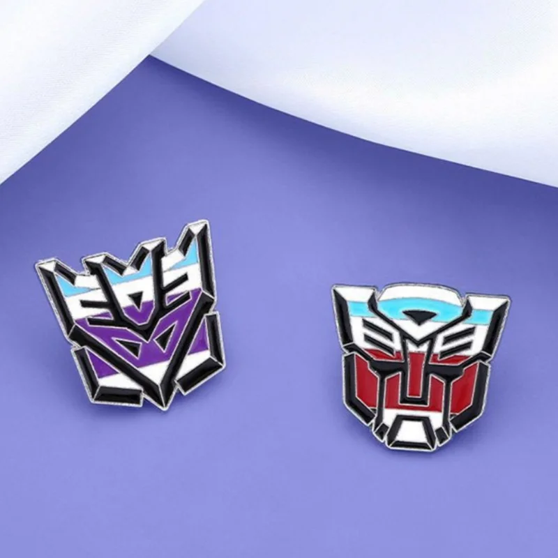 2 Pcs/set Movie Transformers Enamel Pins Men Collar Badge Vroom Badge Medal Copper Paint Brooch Jewelry Gift for Kid Friends