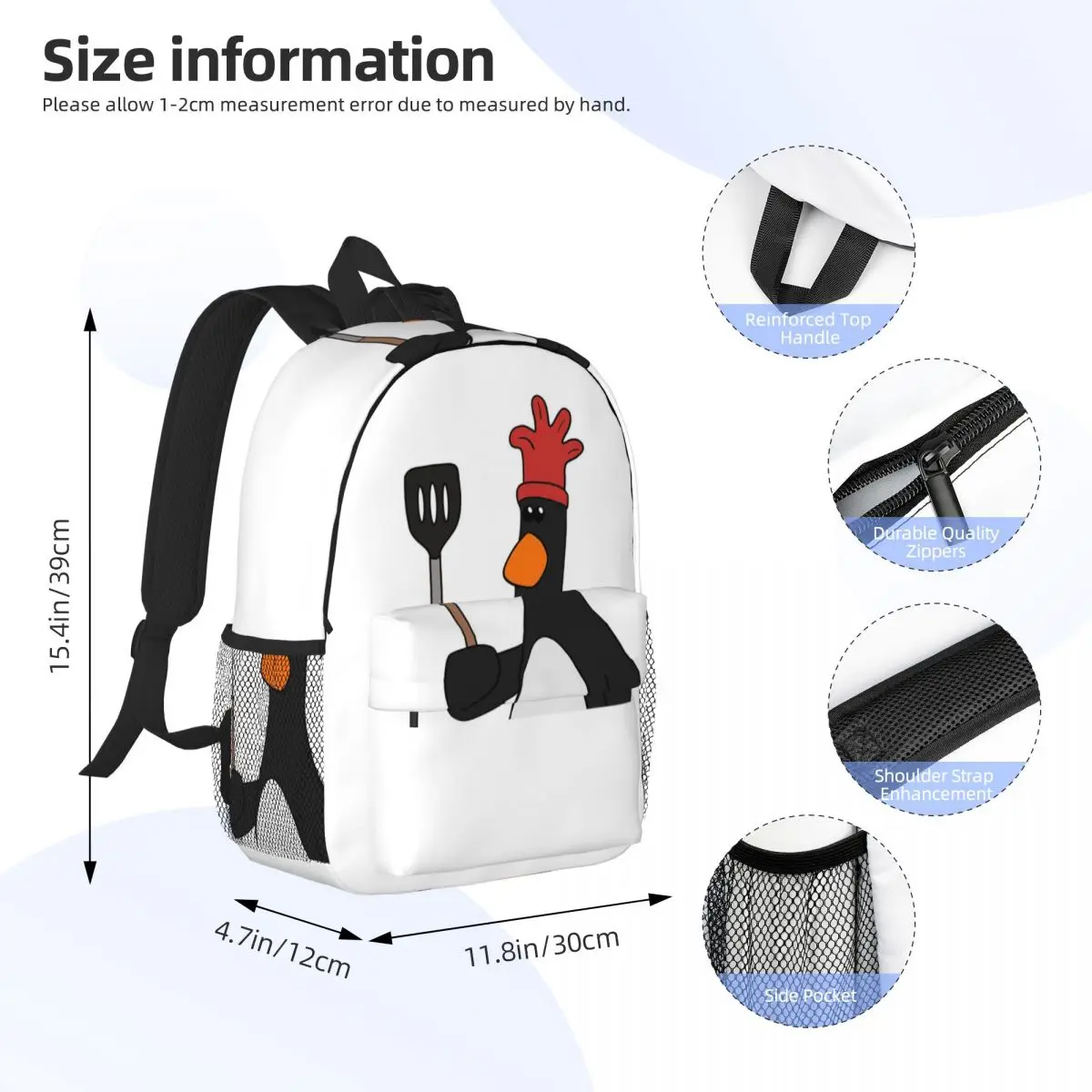 Feathers McGraw - Kitchen Spatula Backpack Student Boys Girls BookBag Men Women School Bag Computer Shoulder Bags
