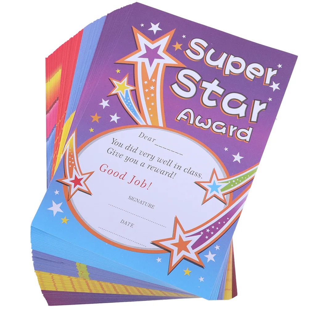 200 Uds. Certificados de premios para niños estilo de dibujos animados papel A5 impresión de una sola cara para graduación de actuaciones escolares