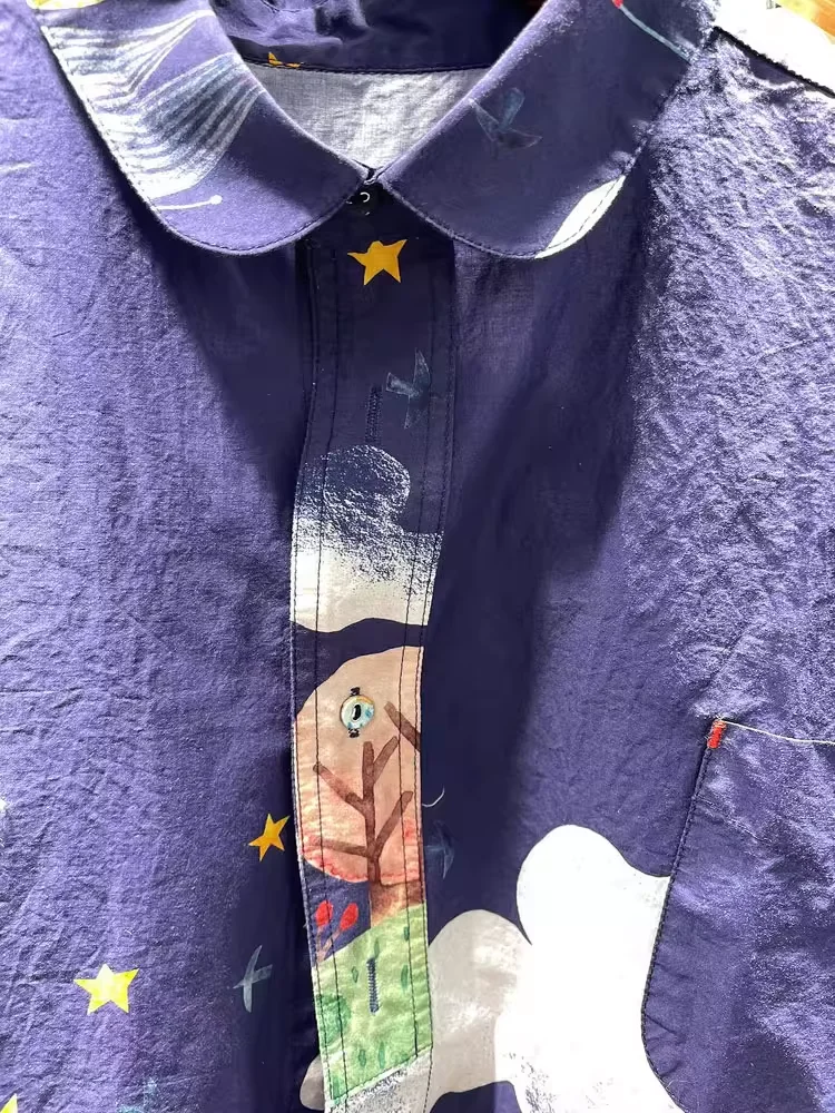 Koszule i bluzki damskie Enianechu, 100% bawełna, oversize, moda japońska Harajuku, motyw z kreskówek i leśnymi motywami, duże rozmiary.