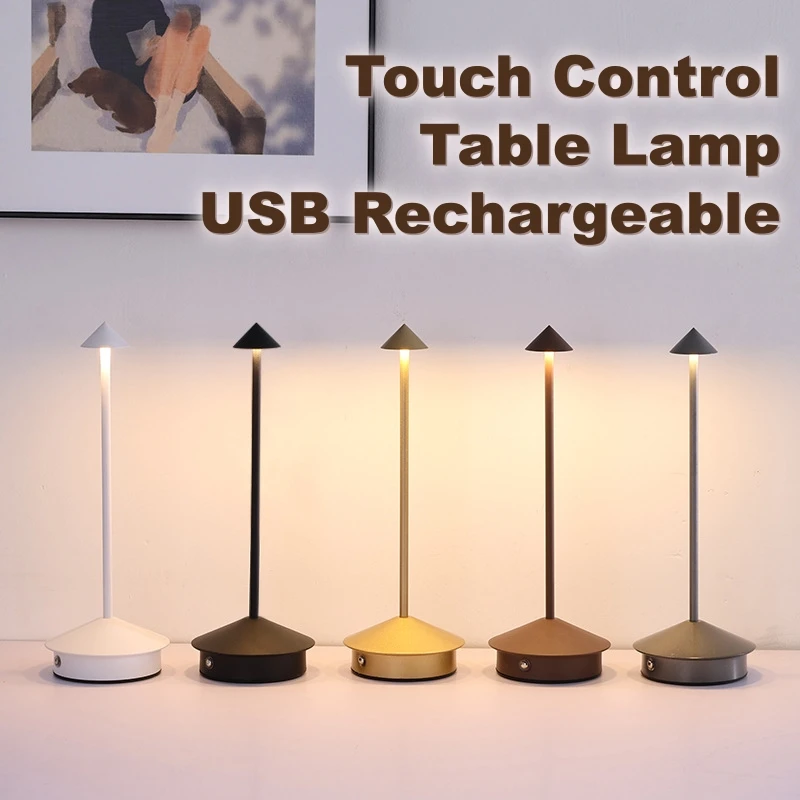 LED Table Lamp Rechargeable Touch Sensor 3 Color Temperatures Room Decoracion Night Desk Lamp for Restaurant Hotel Bedroom Bar