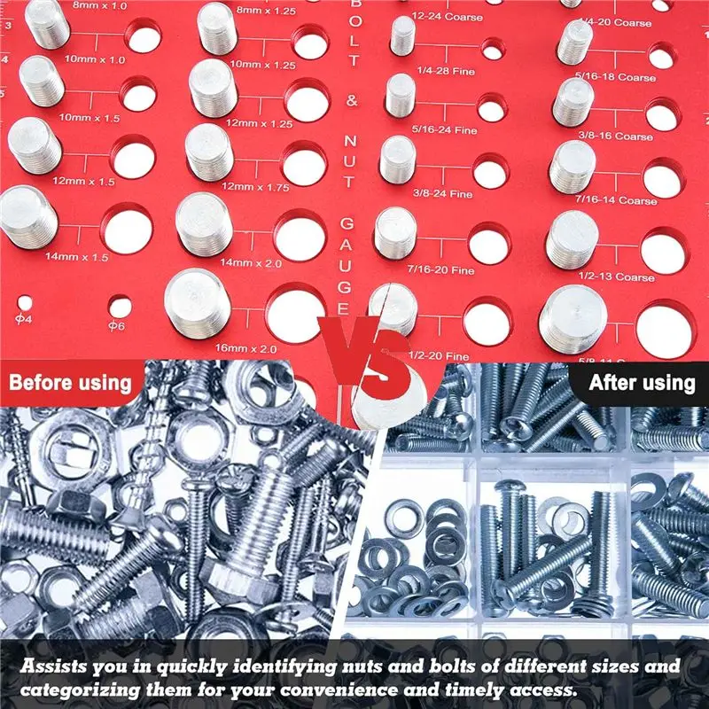 HLZS-Nut And Bolt Thread Checker Bolt Size And Thread Gauge Identifier,Ruler With Inches And Centimeter