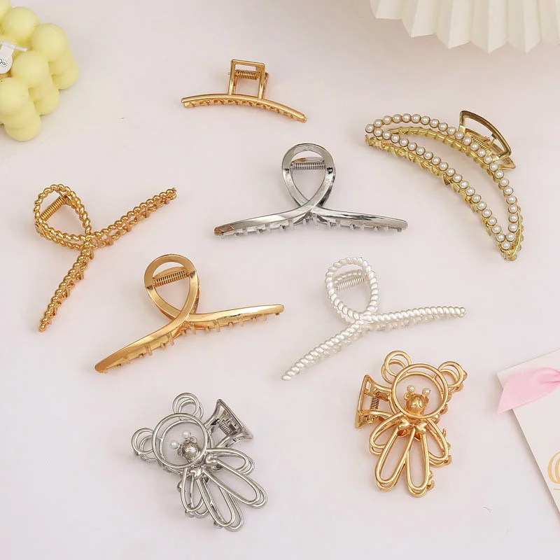 New Women Gold Hollow Geometric Hair Claw Metal Hair Clip Headband Hairpins Crab Hair Clips For Girls Fashion Hair Accessories