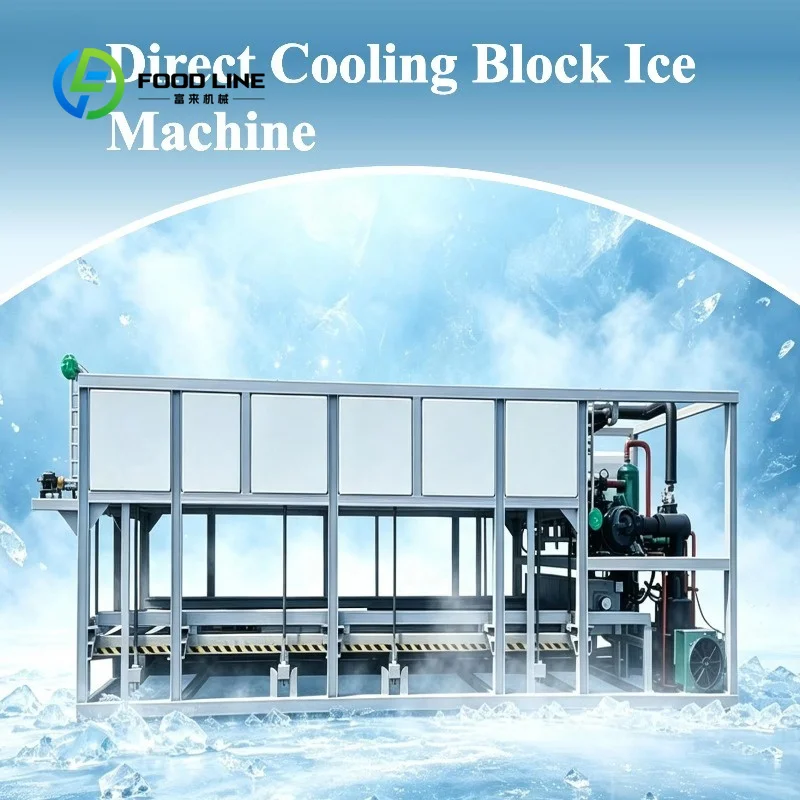 Custom block ice machine ice maker direct cooling stainless steel 3 ton daily clear ice for seafood fishery cold chain logistics