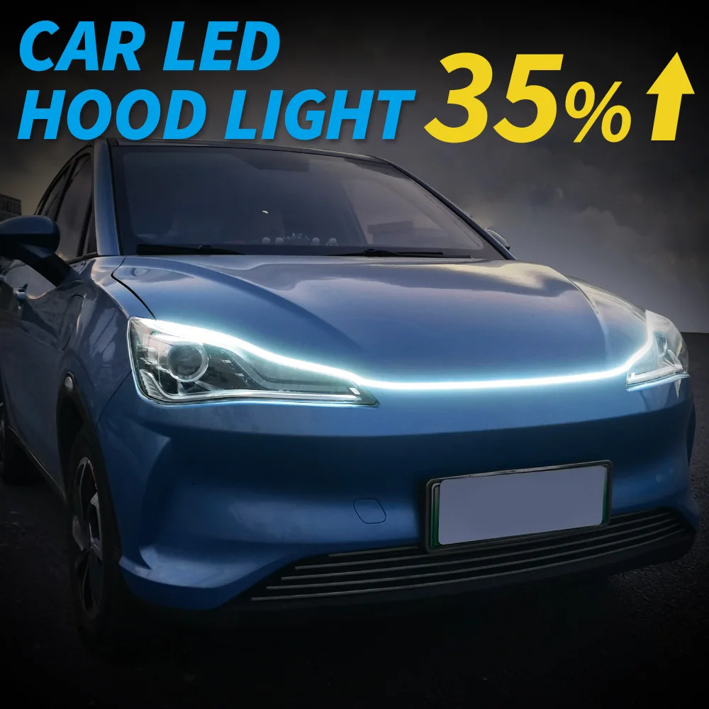 120cm 150cm 180cm 200cm 220cm Car Hood Light Strip Daytime Running Flexible LED Auto Decorative Atmosphere Ambient Lamps DRL 12V