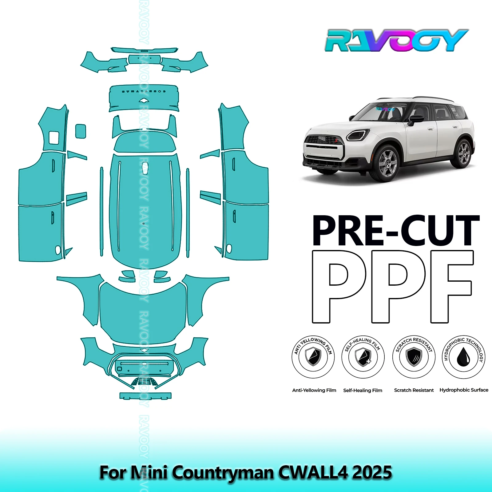 

8.5Mil Precut PPF Paint Protection Film Full Vehicle Clear Bra For Mini Countryman CWALL4 2025