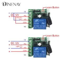 433Mhz Wireless Remote Control EV1527 Learning Code Transmitter 2 bottons DC 12V 10A RF Relay Receiver