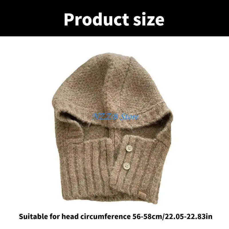 T21F بالاكلافا الملونة للارتداء في الهواء الطلق مع قبعة متماسكة لتدفئة الرقبة في الشتاء #6