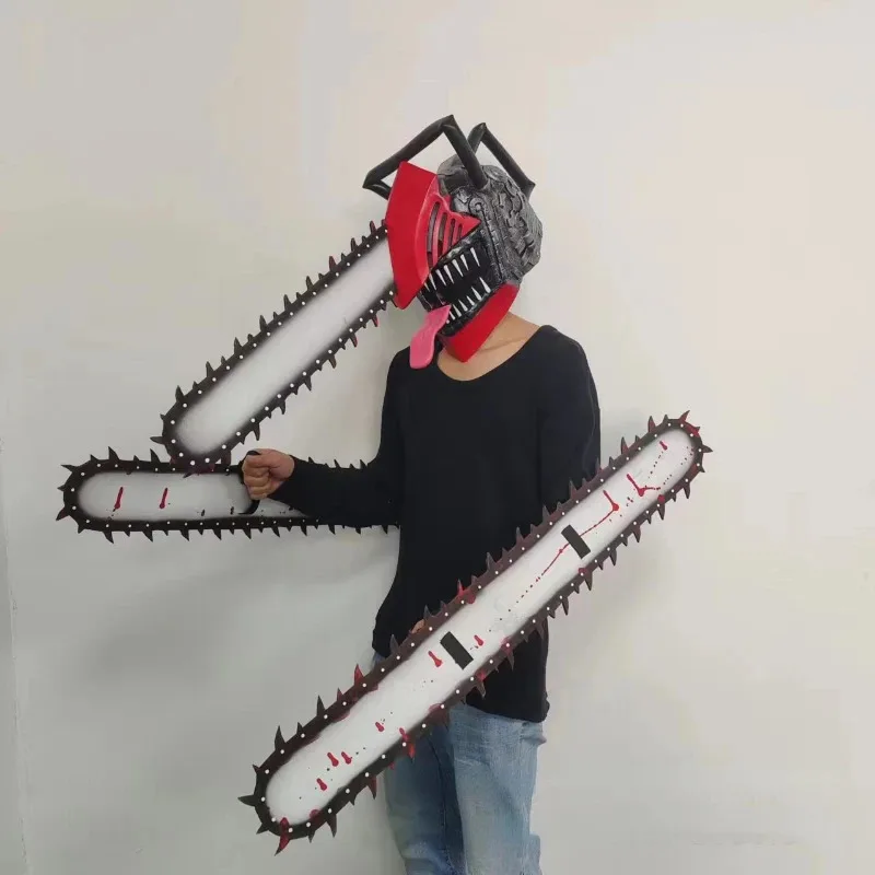 Nuevo ❤ 2025 Anime motosierra hombre adultos niños sierras mano tocado Denji Cosplay máscara de látex fiesta de Halloween Perf ☆ ☆ ☆